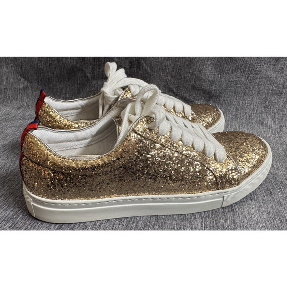 Boden Gold Glitter "Flat Form" Sneakers Lace-Up size 38 - Picture 3 of 7